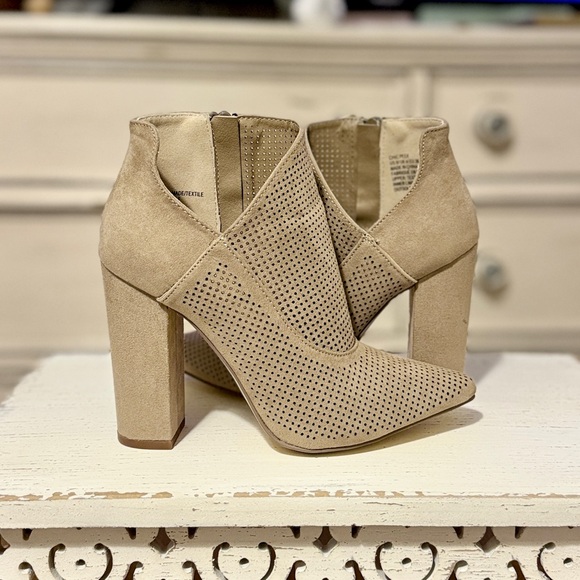 JustFab Shoes - JustFab Chic Peek Perforated Suede Booties